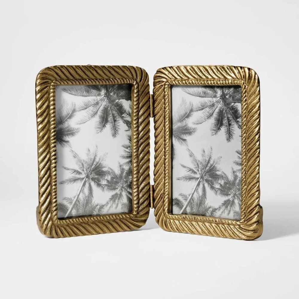 4x6 Metal‎ Rope Folding Picture Frame Brass - Threshold Studio McGee, Target